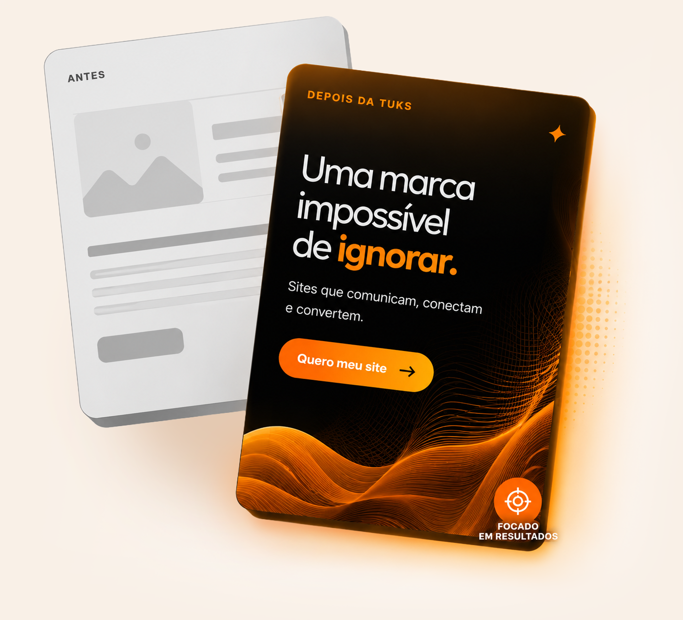 Antes e depois de um site genérico para um site memorável da TUKS