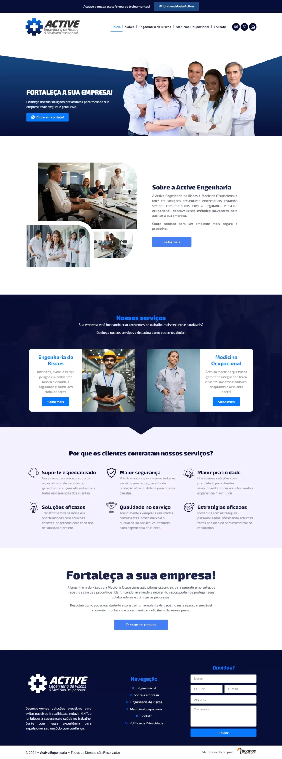 Site desenvolvido para Active Engenharia