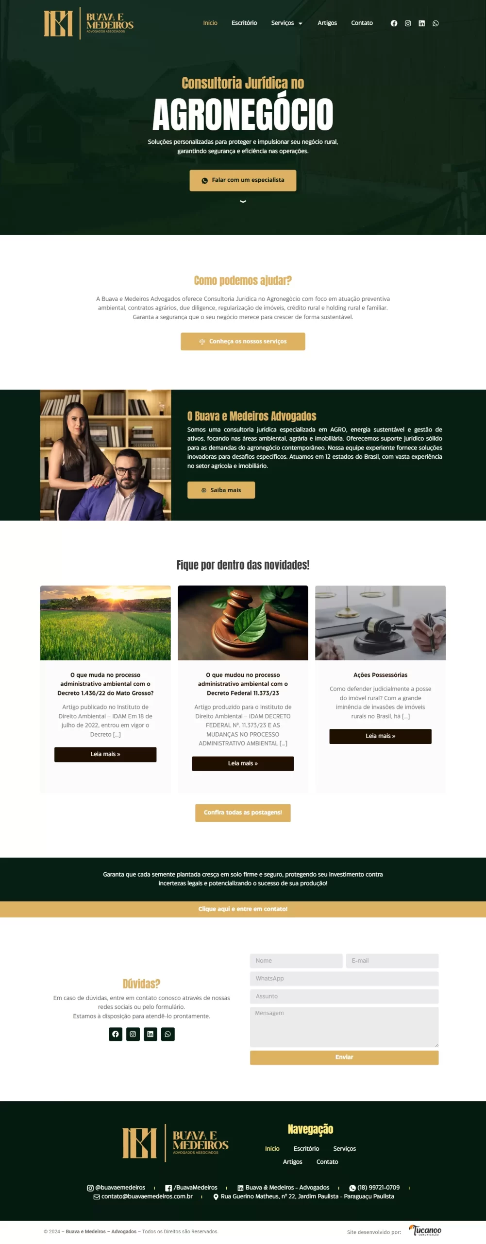 Site desenvolvido para Buava e Medeiros