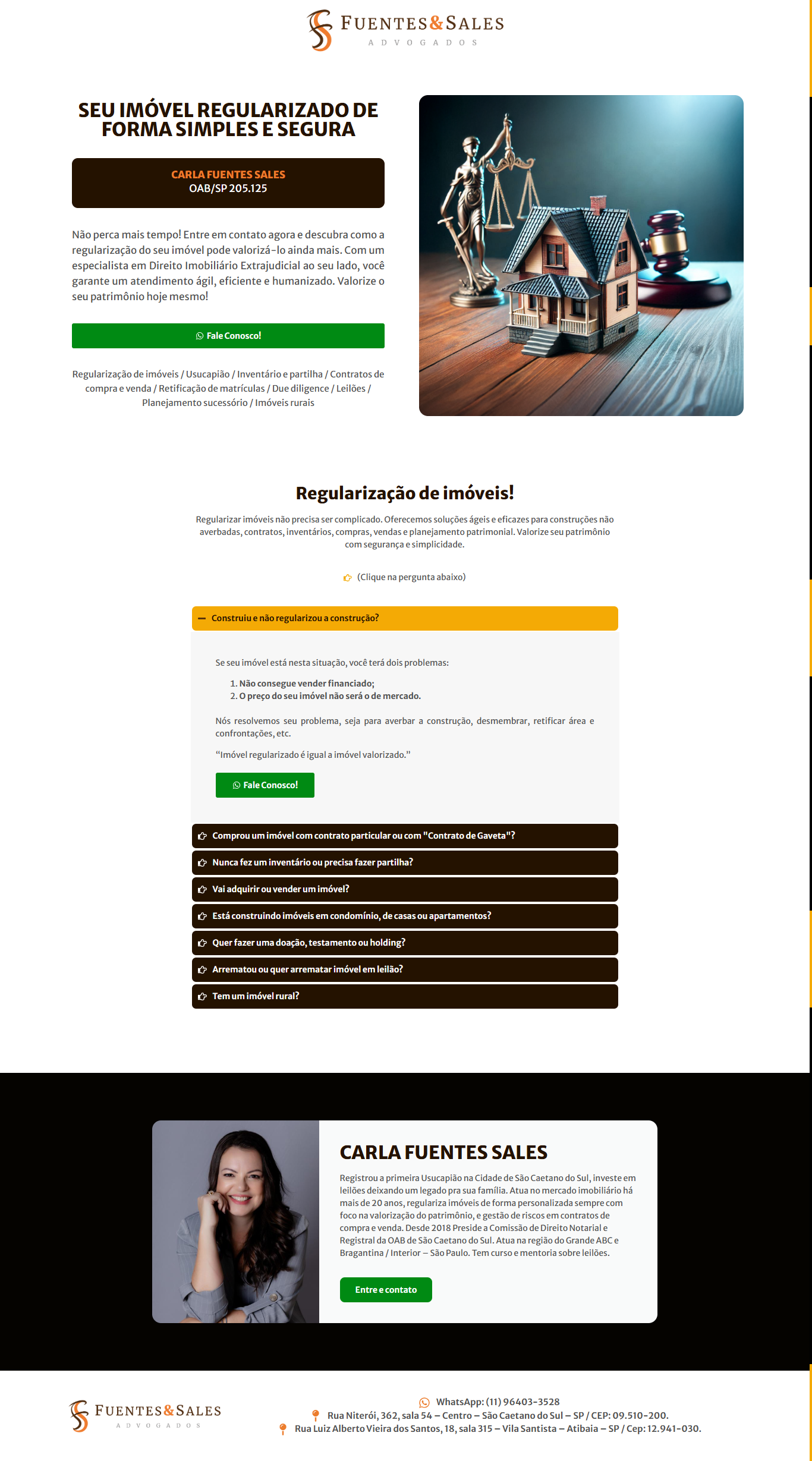 Site desenvolvido para Fuentes & Sales